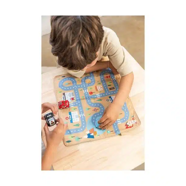 Juego de viaje Mantel con Circuito mostaza + 3 coches – Monnëka - Imagen 2