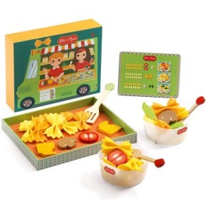 Comida de fieltro y madera para cocinitas Ensalada de Pasta Pat y Ben (DJECO)