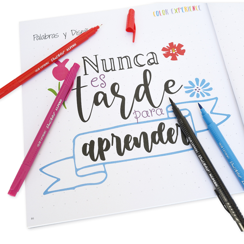 Set Iniciación Lettering 12 Rotuladores con Libro (ALPINO) - Imagen 4