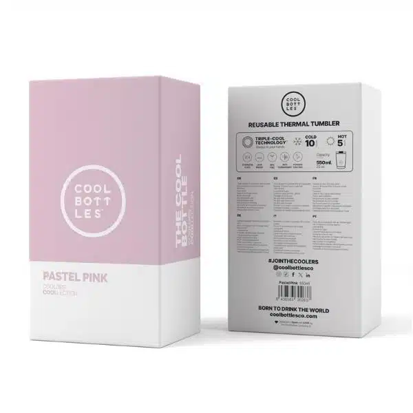 Termo de acero Pastel Pink 550 ml. – Cool Bottles - Imagen 3