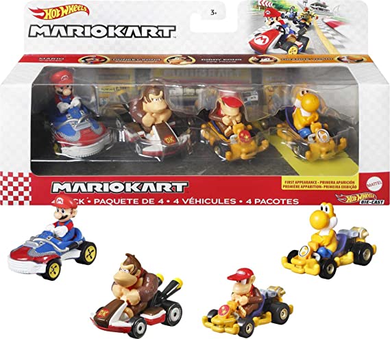 Hot Wheels Mario Kart Pack 4 personajes (MATTEL)