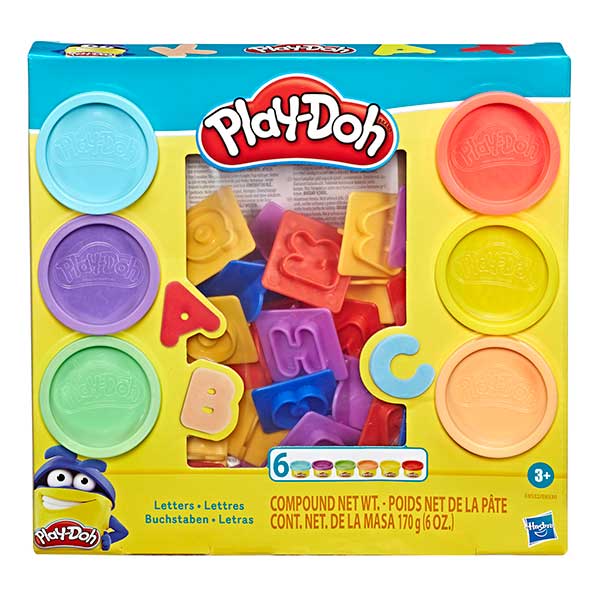 Play-Doh Pack 6 Botes Plastilina y Moldes Letras
