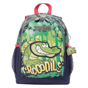 Mochila Escolar Mediana Krock Cocodrilo 36cm
