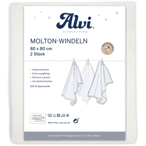 Alvi ® Pañales Molton paquete de 2 blanco 80 x 80 cm