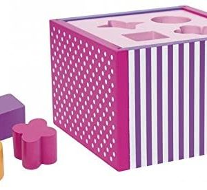 Caja clasificación formas madera color rosa (JABADABADO)