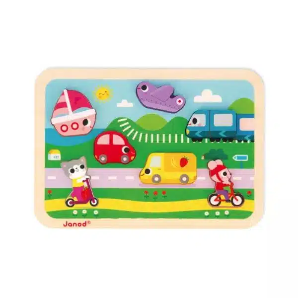 Puzle vehículos 7 piezas encajables – Janod - Imagen 2