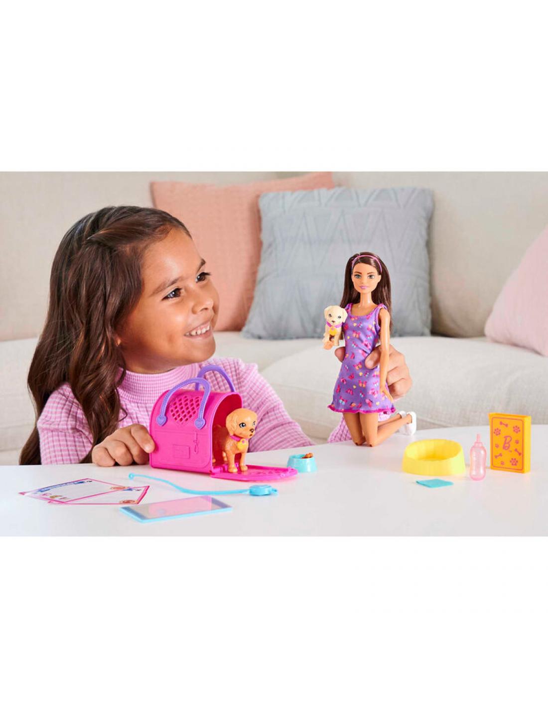 Barbie Adopta Perritos Vestido Morado (MATTEL) - Imagen 3