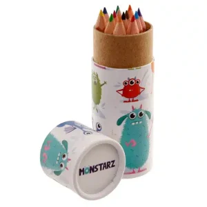 Tubo con 12 lápices de colores de Monstruos – Puckator