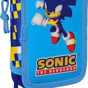 Plumier doble Pequeño 28 piezas Sonic «SPEED» (SAFTA)