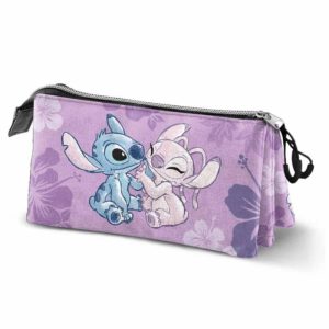 PORTATODO TRIPLE LILO Y STITCH ROSA ANGEL
