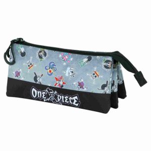 PORTATODO TRIPLE ONE PIECE CON SÍMBOLOS DE CALAVERAS