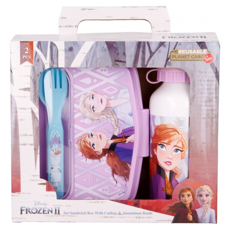 Set Frozen II vuelta al cole 3 piezas (botella, sadwichera y cubiertos) (STOR) - Imagen 3