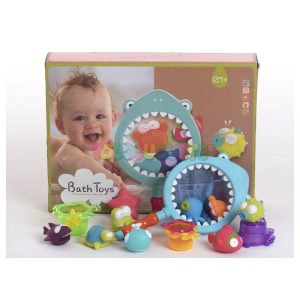 Set Pesca 9 animales, red y 3 cubos Baño Bath Toys