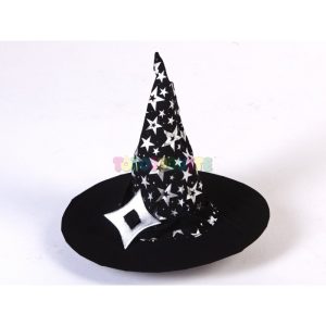 Sombrero de Bruja estrellitas plata Adulto