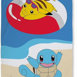 Toalla Algodón Pokémon Pikachu y Zenigame 70 x 140 cm
