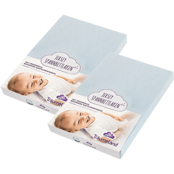 Träumeland Funda para colchón de parque infantil paquete de 2 jersey gris claro 100 x 100 cm